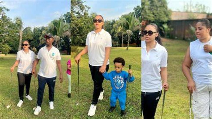 
Regina Daniels leaves fans gushing as she shares cute moments from her family golf day 